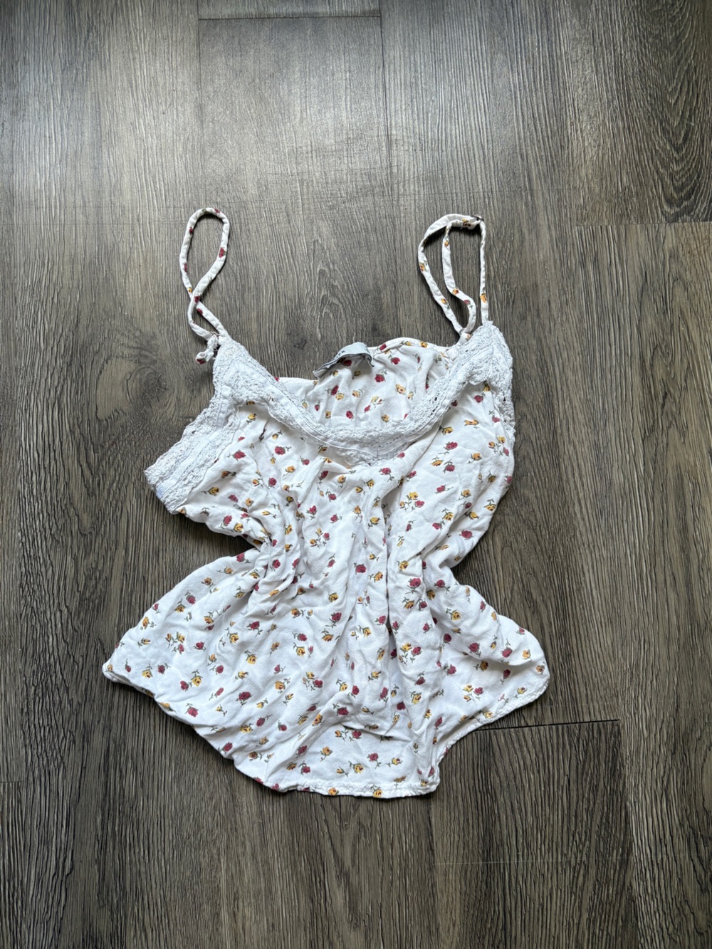 Hollister Floral Tank Top | White Red Yellow S